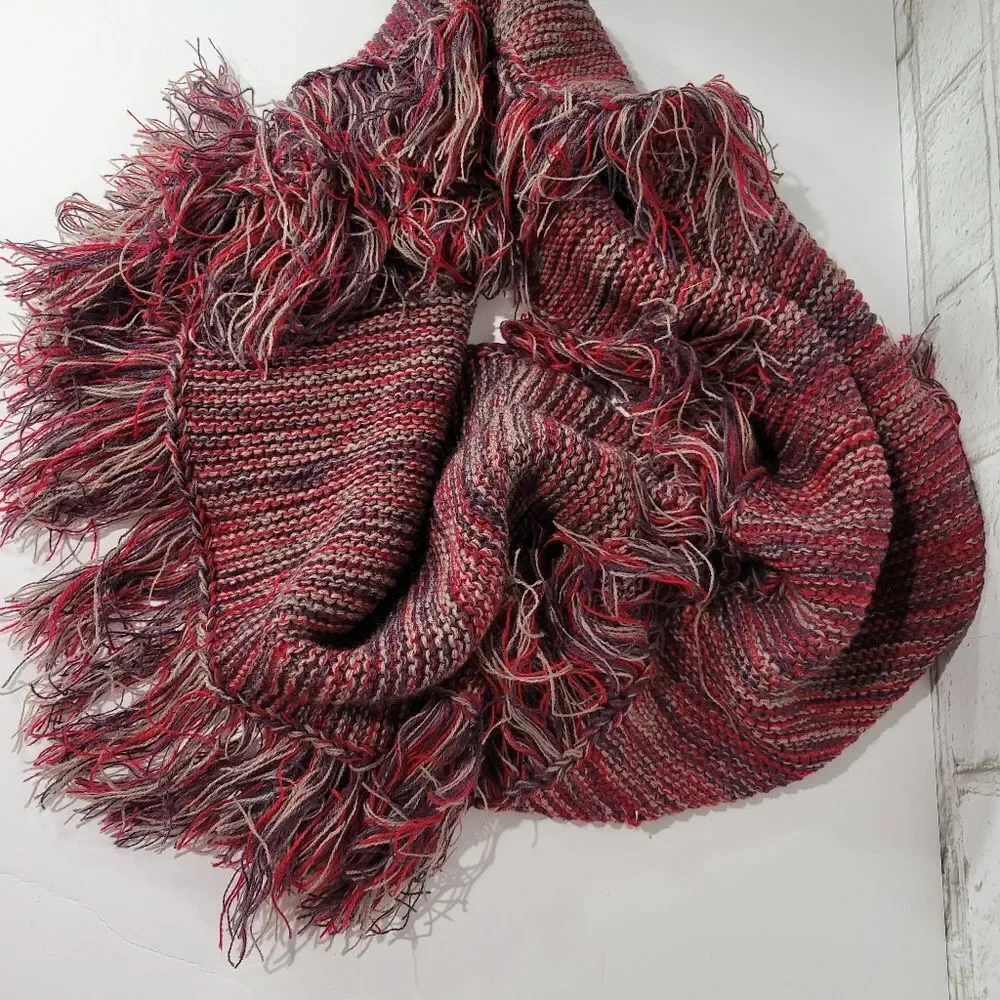 Cute red and purple fringe infinity scarf